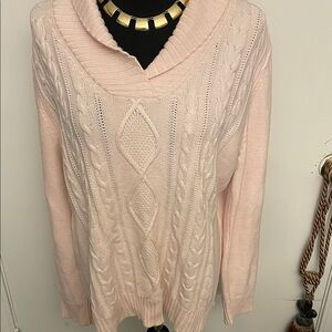 Karen Scott Light Pink Cowl Neck Sweater
